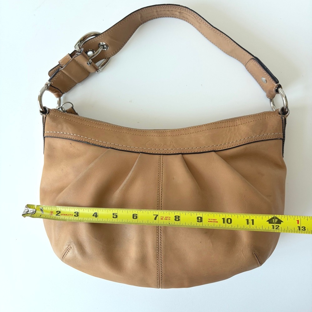 Coach Ergo Pleated Hobo Tan Leather Shoulder Bag F13730 Vintage Buckle Strap - Picture 12 of 15